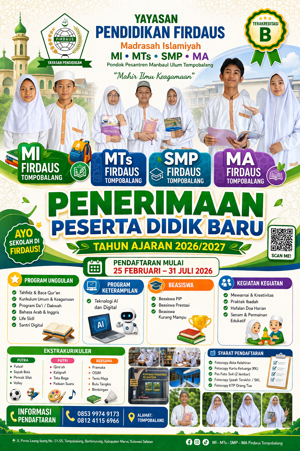 PENERIMAAN PESERTA DIDIK BARU YAYASAN PENDIDIKAN FIRDAUS 2026/2027 RESMI DIBUKA