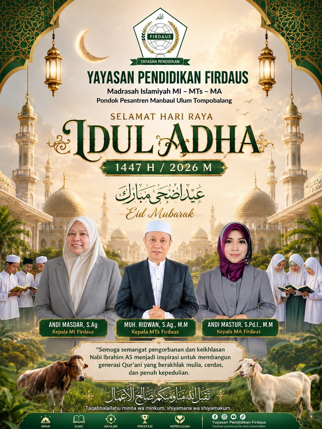 Yayasan Pendidikan Firdaus Mengucapkan Selamat Hari Raya Idul Adha 1447 H / 2026 M