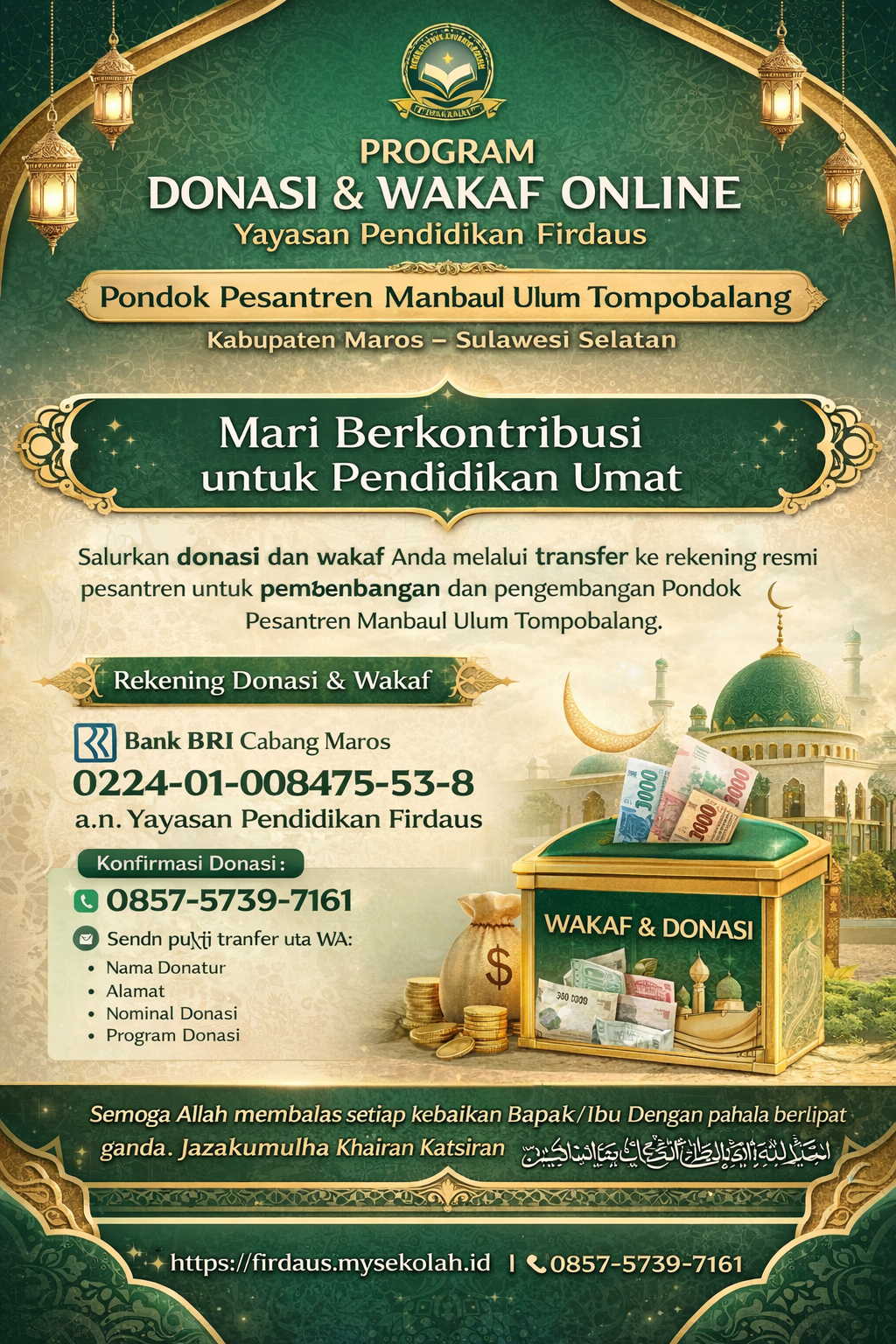 Donasi & Wakaf Online Pondok Pesantren Manbaul Ulum Tompobalang